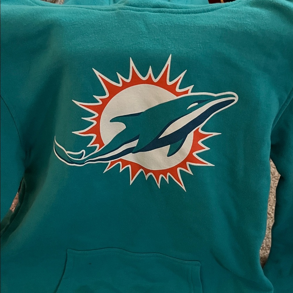 Teal Miami Dolphins football hoodie sweatshirt  children’s size 14/16